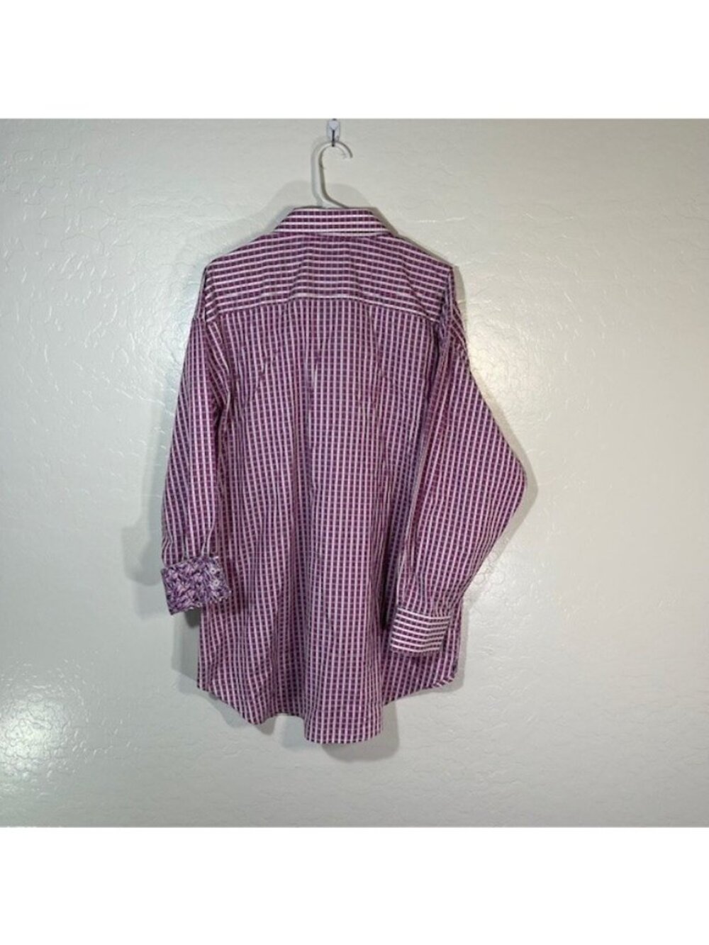 Robert Graham Shirt Mens XXXL Button Up Flip Cuff Art Pink White Check - Picture 7 of 7